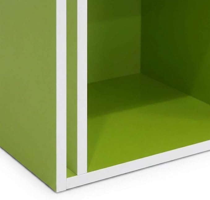 Furnifact White and Green 3-Tier Open Shelf Bookcase, Modern Storage Organizer, Sturdy Construction, Versatile Home Office and Living Room Decor