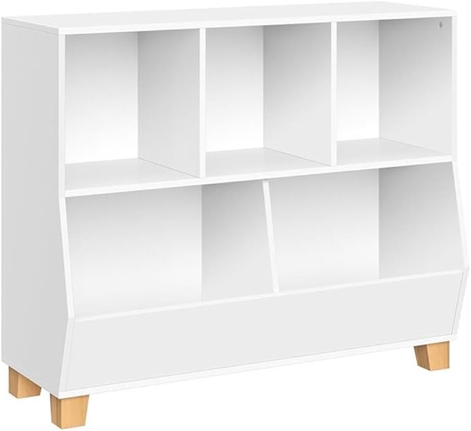 RiverRidge Catch-All Kids Toy Organizer with 3 Cubbies and 2 Storage Bin Compartments - 35 Inch Wide White Kids Room Decor Toy Organizers and Storage Bins
