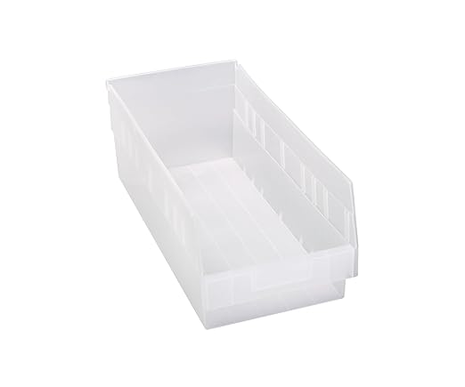 Quantum Storage Systems QSB208CL Hanging Plastic Shelf Bin Storage Containers 17-7/8" Length, 8-3/8" Width, 6" Height, Clear, Pack of 10