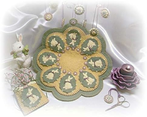 Vintage Bunnies Penny Rug Kit Pre Washed Wool Applique Kit Easter Pattern