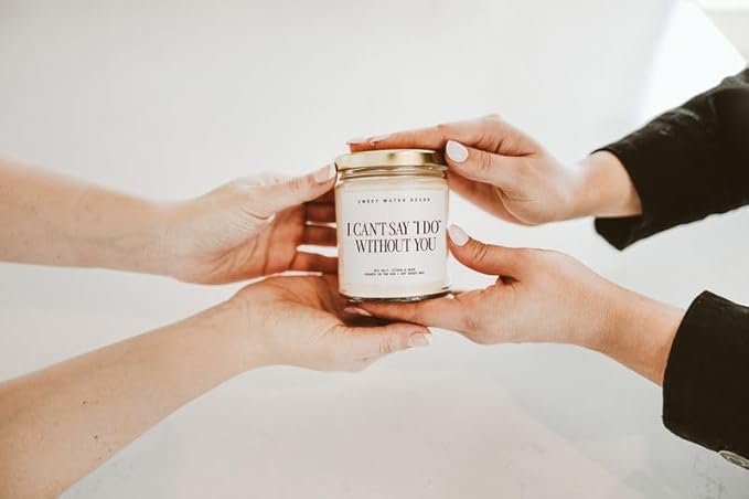 Sweet Water Decor I Can't Say I Do Without You Candle, Engagement Gift for Bride-to-Be Bridal Shower, 9oz Soy Candle with Gold Lid, Non-Toxic, Sea Salt Citrus Musk Amber Scent, Future Mrs. Decorations
