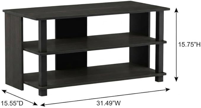 Furnifact Espresso/Black Wood 3-Tier TV Stand, for up to 40-inch TVs, Stylish, Functional, Ample Storage, Modern Design, Living Room, Entertainment Space