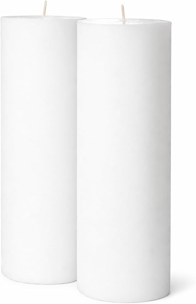 Melt Candle Pillar Candles, 2 Pack - Unscented Candles for Home, Church, Weddings, & More - 3" x 8", White