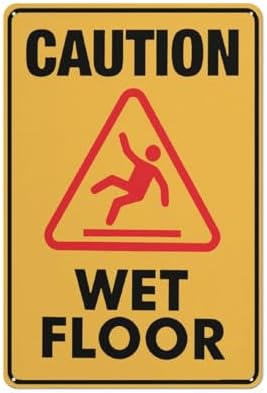 Caution Wet Floor Sign 8X12 Inch Rust Free Aluminum Easy To Read & Sturdy Keep Out Outdoor Metal Signs For Home Farm Yard