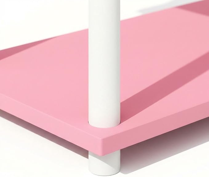 Furnifact Pink White Bookcase, Modern Design, Durable Wood, Compact Storage, Stylish, Functional for Home Office or Living Space
