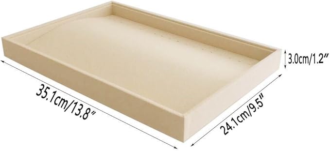Stackable Jewelry Display Tray Necklace Bracelet Watch Organizer Premium Grad Beige Velvet Home Store Shows Gallery Drawer Divider Closet Organization