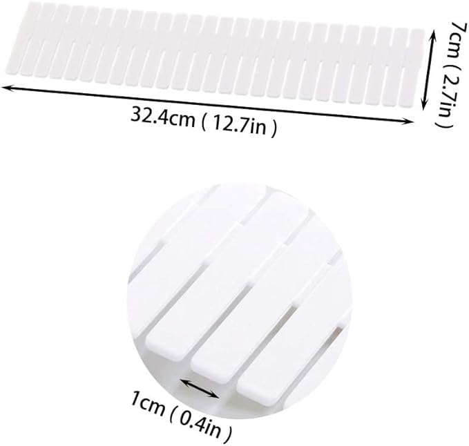 JSF Drawer Dividers,12.7' x 2.7' Kitchen Drawer Organizer Set of 12 Adjustable Drawer Dividers Organizer Separator for Clothes Makeup Storage of Dresser, Desk & Dresser in Bathroom, Bedroom (White)