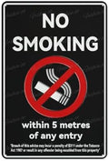 No Smoking Black Wall Art Decor Public Vintage Retro Aluminum Metal Sign Plaque 8X12 Inch