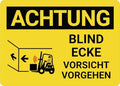 Achtung Blinde Ecke Fahren Sie Mit Vorsicht Caution Blind Corner Proceed With Caution 12X8 Inches Metal Aluminum Signs, Weather Resistant, Weatherproof, Indoor Or Outdoor