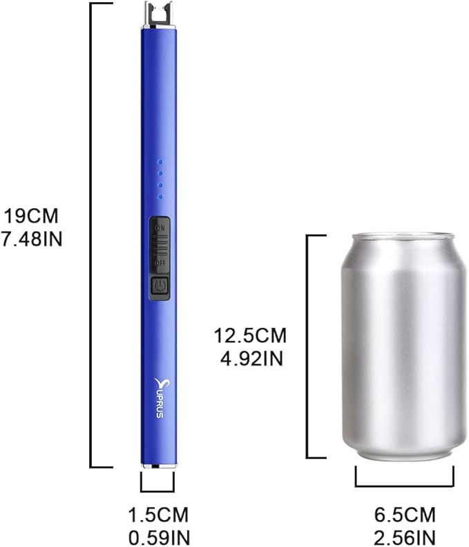 SUPRUS Electric Lighter Arc Windproof Flameless USB Rechargeable Lighter with Safety Lock for Candle BBQ Camping (Dark Blue)
