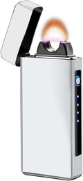 YOZWOO Electric Lighter Rechargeable, High Power Flame Arc Lighter, USB Lighters with LED Battery Indicator, Windproof Electronic Lighters for Candle Camping with Gift Box (White)