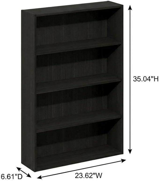Furnifact Espresso Bookcase with Sturdy Wooden Construction, Elegant Design, Ideal for Living Room, Office, or Bedroom Storage Solution