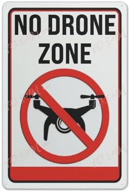 Metal Sign No Drone Zone Signs Indoor & Outdoor Use Safety Warning Sign 12""X8"", Acrylic3