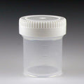 Globe Scientific 6518 35mm Opening Tite-Rite Container with Separate White Screwcap, 20mL (0.67oz), PP, Graduated, Pack of 1000