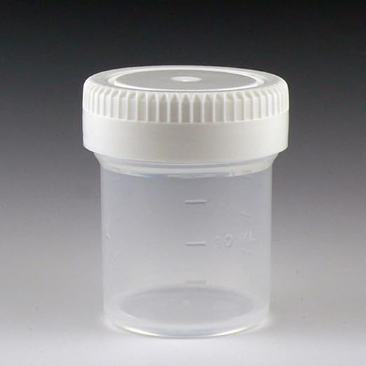 Globe Scientific 6518 35mm Opening Tite-Rite Container with Separate White Screwcap, 20mL (0.67oz), PP, Graduated, Pack of 1000