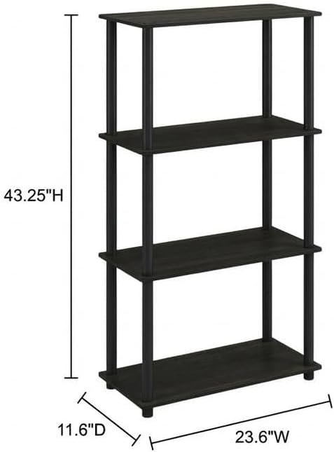 Furnifact Black Bookcase, Stylish Storage Solution, Durable Wood Material, Vertical Design, Modern Home Office or Living Room Decor