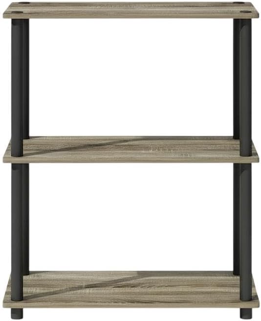 Furnifact French Oak Black Bookcase, Stylish Wood Design, Single piece Construction, Durable and Modern for Home or Office Storage