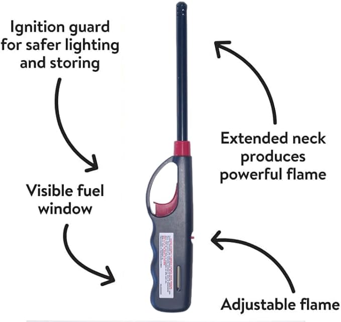 3 Pack BBQ Grill Lighter Casings Refillable Butane Gas Candle Fireplace Kitchen Stove Long