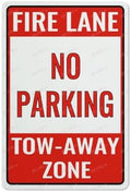 Fire Lane No Parking Tow-Away Zone Aluminum Sign Indoor & Outdoor Use Sign 12X8 Inch, Matel3