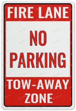 Fire Lane No Parking Tow-Away Zone Aluminum Sign Indoor & Outdoor Use Sign 12X8 Inch, Matel3