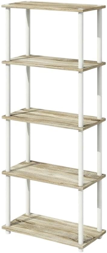 Furnifact White Bookcase, Sonoma Oak, Modern Design, Sturdy Wood, Spacious Shelves, Versatile Storage for Home or Office