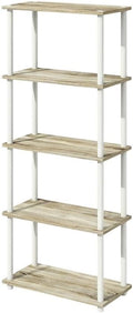 Furnifact White Bookcase, Sonoma Oak, Modern Design, Sturdy Wood, Spacious Shelves, Versatile Storage for Home or Office