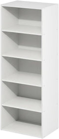 Furnifact 5-Tier Open Shelf Bookcase, Bookshelf, Storage Organizer, White, Durable Wood Construction, Multi-Functional Home Office and Living Room Display