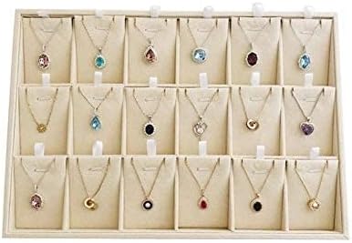 Beige Velvet Jewelry Display Box Tray Pendant Necklace Stackable Trade Show Store Multi Function (Pendants)