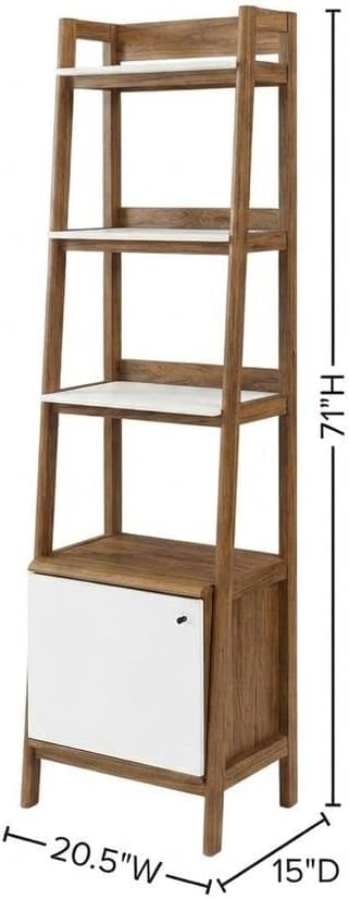 Furnifact Walnut White 21-Inch Bookshelf, Sturdy Construction, Elegant Finish, Living Room or Bedroom Storage, Modern Design, Durable Material