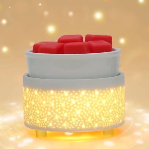 Wax Melt Warmer Ceramic 3-in-1 Oil Burner Electric Candle Wax Warmer Burner Heating Plate Melter Fragrance Warmer for Scented Waxs Home Office Bedroom Aromatherapy Gift& Décor