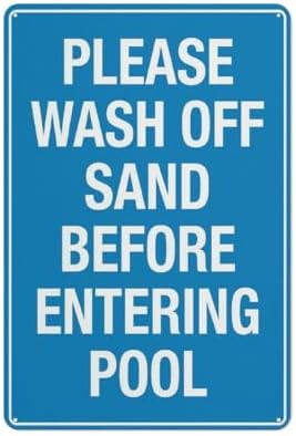 Please Wash Off Sand Before Entering Pool Sign Outdoor Signs Aluminum 12X8 Inch Uv Ink Printed For House And Business