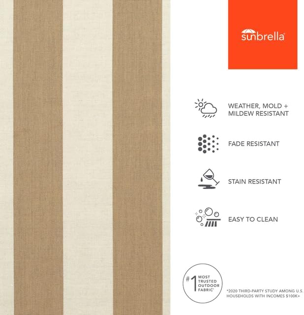 Sunbrella Outdoor Fabric by The Yard | Maxim Heather Beige (Striped) | Official Sunbrella Seller | Indoor or Outdoor Upholstery Fabric for Chairs, Cushions, Drapery, Pillows, Furniture