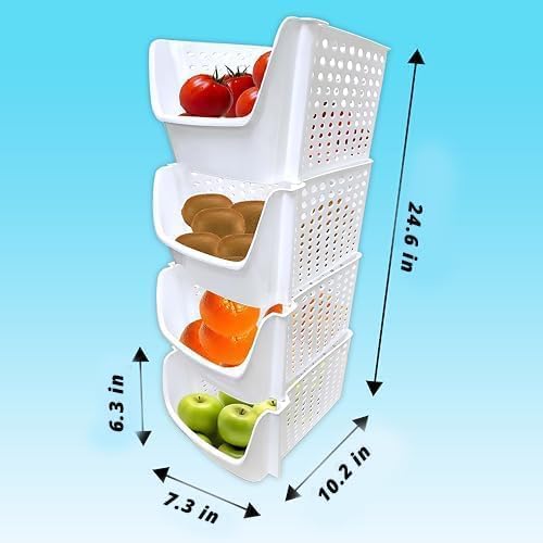 TidyFriend Small Stackable Storage Bins for Toy Organizer and Storage 4 Pack, Toy Storage Organizer for Kids Room and Home Organization (White)