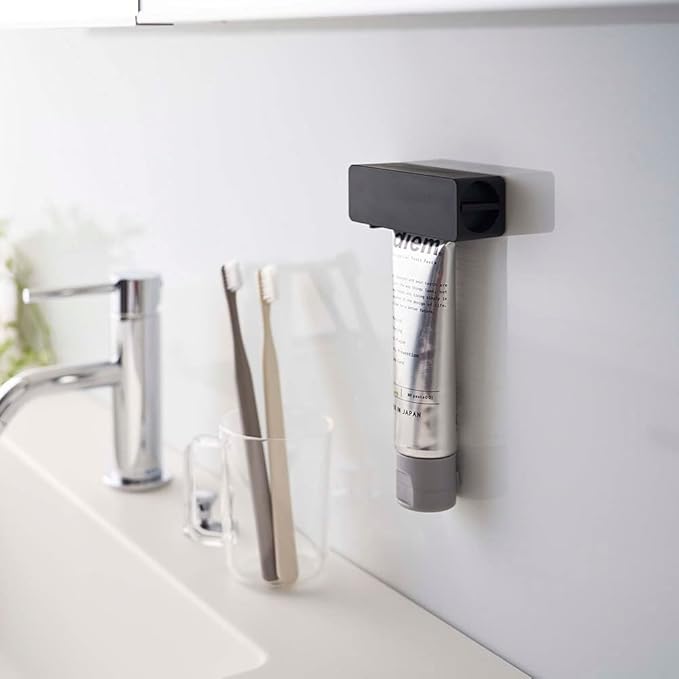 Yamazaki 5628 Magnetic Toothpaste Tube Holder, Black, Approx. W 3.5 x D 1.4 x H 1.4 inches (9 x 3 x 3.5 cm), Tower, No Waste, Toothpaste, Tube Toothpaste