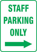Staff Parking Only Right Arrow Sign 12X8 Inch Aluminum Uv Ink Printed For House And Business