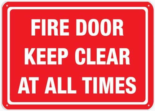 Fire Door Keep Clear At All Time Sign 12 X 8 Inch Metal Sign, Rustproof Aluminum, Multicolor