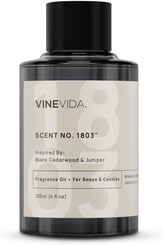 VINEVIDA [120mL] Black Cedarwood & Juniper Fragrance Oil for Candle Making - Natural Candle Oil Scents - Soap Making Essential Oil - Made in USA