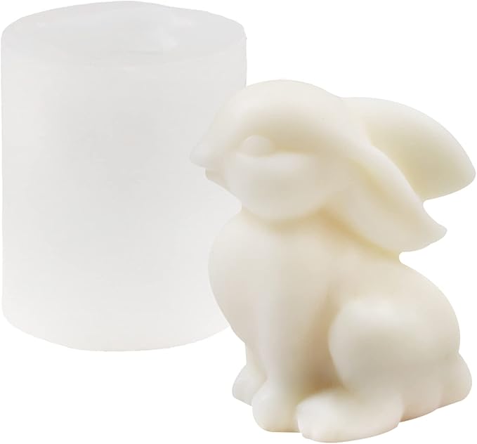 ZAKVOOR 3D Rabbit Candle Silicone Molds Easter Bunny Resin Casting Mould for DIY Candle Making Polymer Clay Craft Plaster Home Decoration