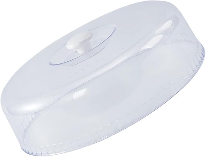 Heat Resistant Round Food Cover with Design Transparent Bowl Lid for Fresh Keeping Microwave Oven Splatter Guard Ergonomic Handle Suitable for Cakes Snacks Fruits and Dishes