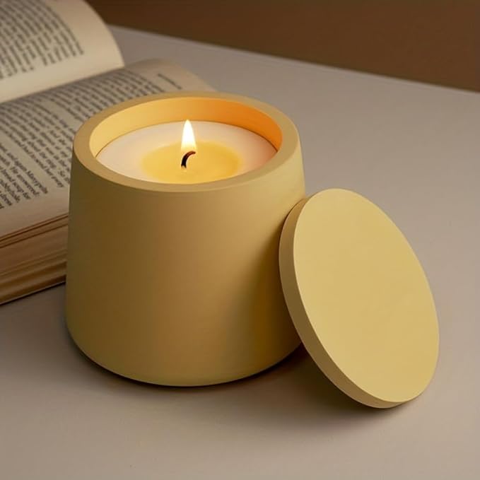 1 PC Candle Jar Molds, Silicone Concrete for Candle Holder with Lids, Candles Resin Epoxy Resin Casting DIY for Candle Making Supplies Scented Candles Soaps Making