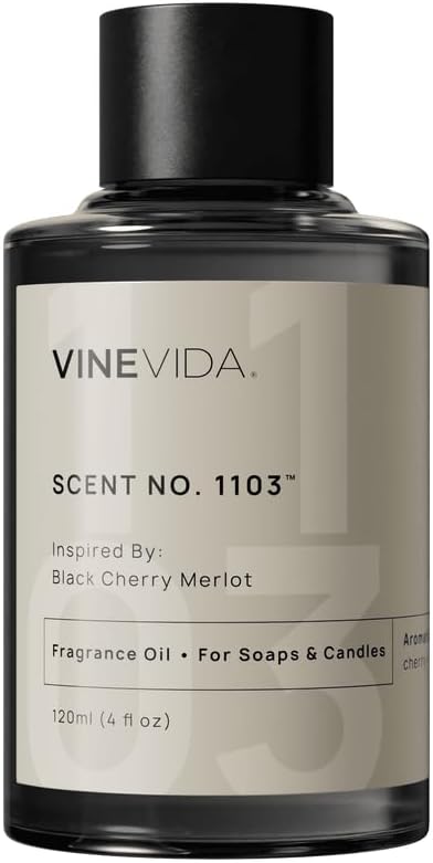 VINEVIDA; Black Cherry Merlot Fragrance Oil for Candle Making & Soap Making, Perfume Oils, Soy Wax Scents, Bath Bombs, Kitchen, Lotion Car Freshies, Diffuser, Room Spray, Laundry 4 Fl Oz (Pack of 1)