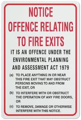 Notice Offence Relating To Fire Exits Sign 8""X12"" Rust Free Aluminum Signs Outdoor, Metal Tin Sign For Home, Business, Yard