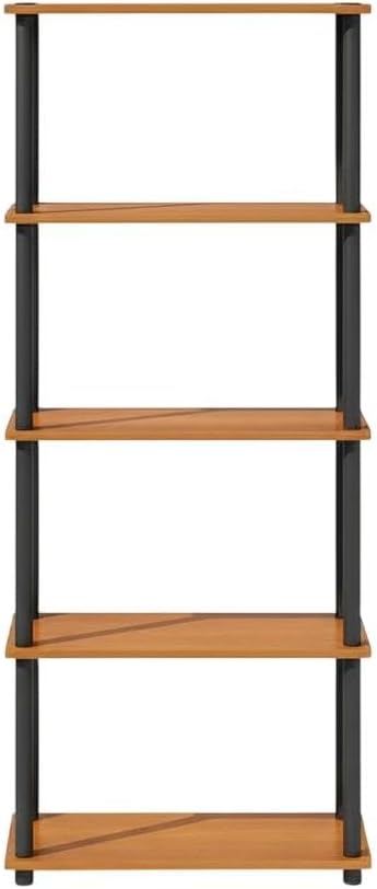 Furnifact Light Cherry Black Bookcase with Modern Design, Sturdy Wood Construction, Single Piece for Office, Living Room or Study Space