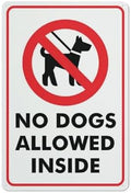 No Dogs Allowed Inside Sign Warning Tin Sign Home Kitchen Farm Garden Garage Wall Decor 12X8Inch