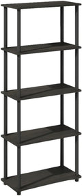 Furnifact Espresso Black Bookcase with Sturdy Wood Construction, Sleek Modern Design, Versatile Storage, Ideal for Home or Office Organization