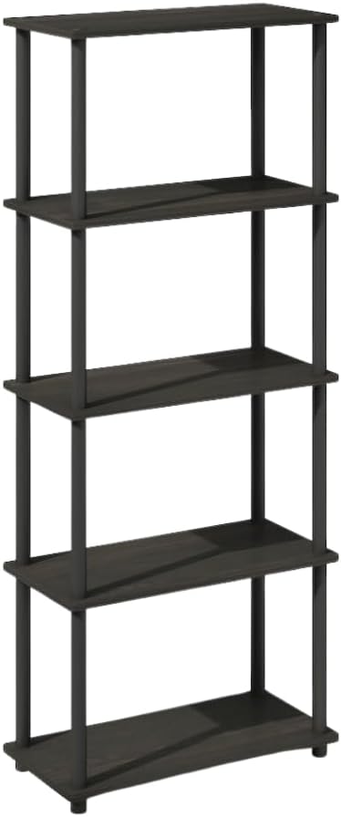 Furnifact Espresso Black Bookcase with Sturdy Wood Construction, Sleek Modern Design, Versatile Storage, Ideal for Home or Office Organization