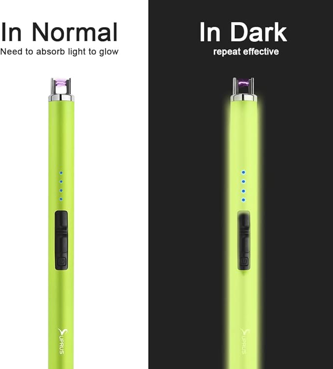SUPRUS Fluorescent Lighter Glows in The Dark USB Lighter Rechargeable Windproof Pocket Size for Candle Cooking BBQ in Party