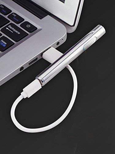 USB Mini Lighters Electronic Rechargeable Windproof Flameless Portable Cigarette Slim Lighter (Silver)