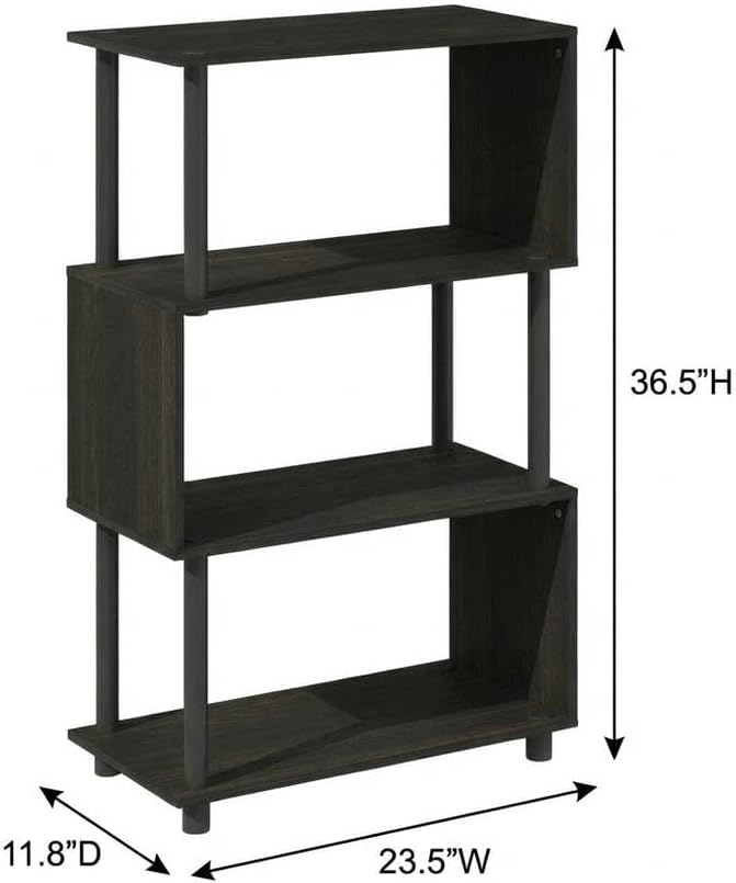 Furnifact Espresso Bookcase with Durable Wooden Construction, Sturdy Shelves, Elegant Design, and Versatile Storage Solution