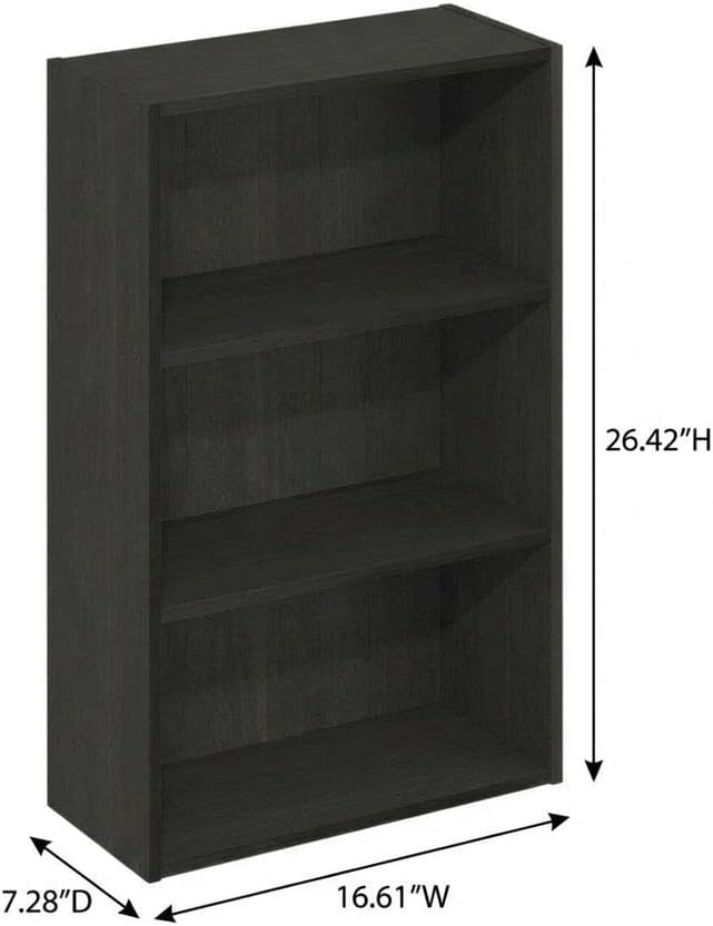 Furnifact Espresso Bookcase with Modern Design, Sturdy Wood Construction, Single Piece, Stylish Storage Solution for Living Room, Office
